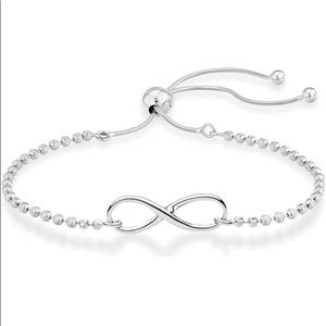 Miabella Italy sterling silver infinity bracelet with bolo closure